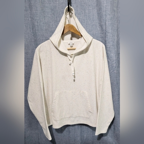 J CREW Speckle Pullover Hoodie Cream Size Medium - Picture 7 of 7